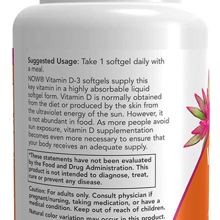 Vitamina D3 Now Foods 120 Softgels + Porta Cápsulas - Imagem 2