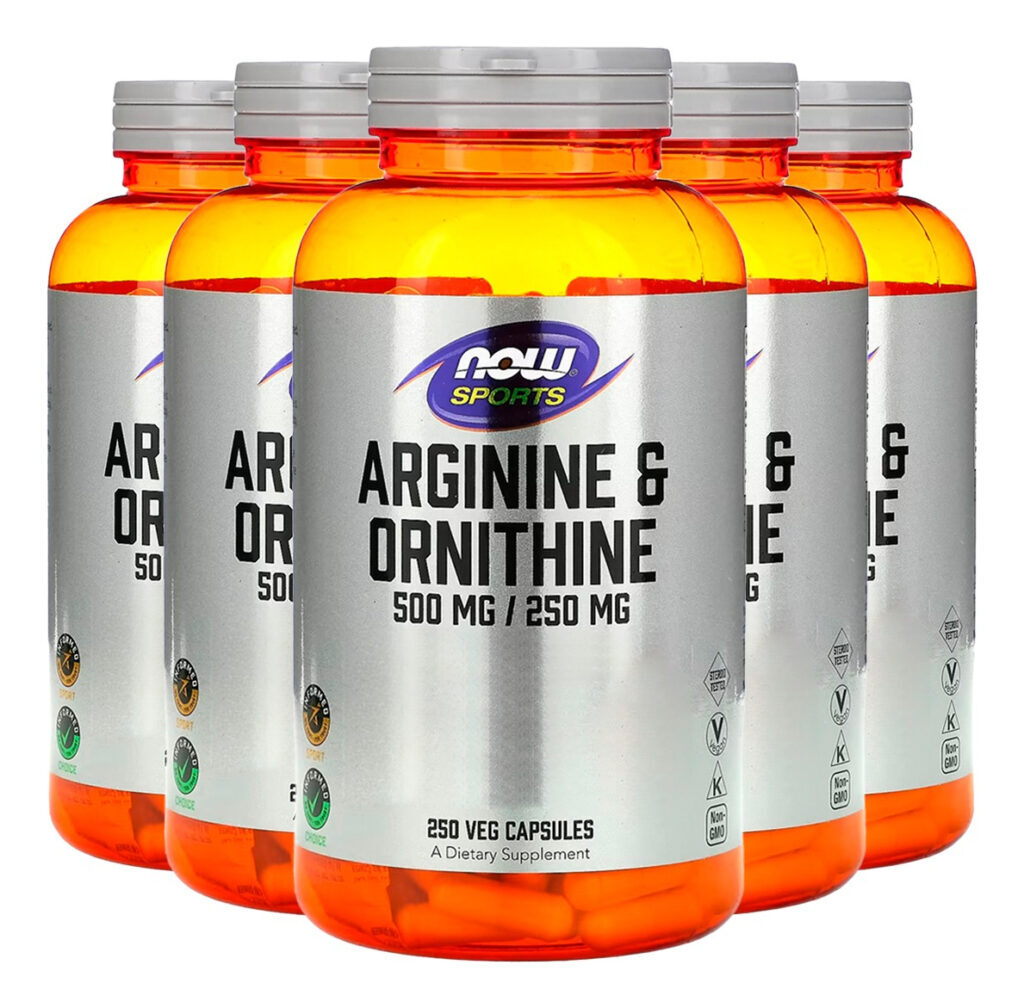 Arginina Ornitina 500mg/250mg 250cap Importado 5un Now Foods