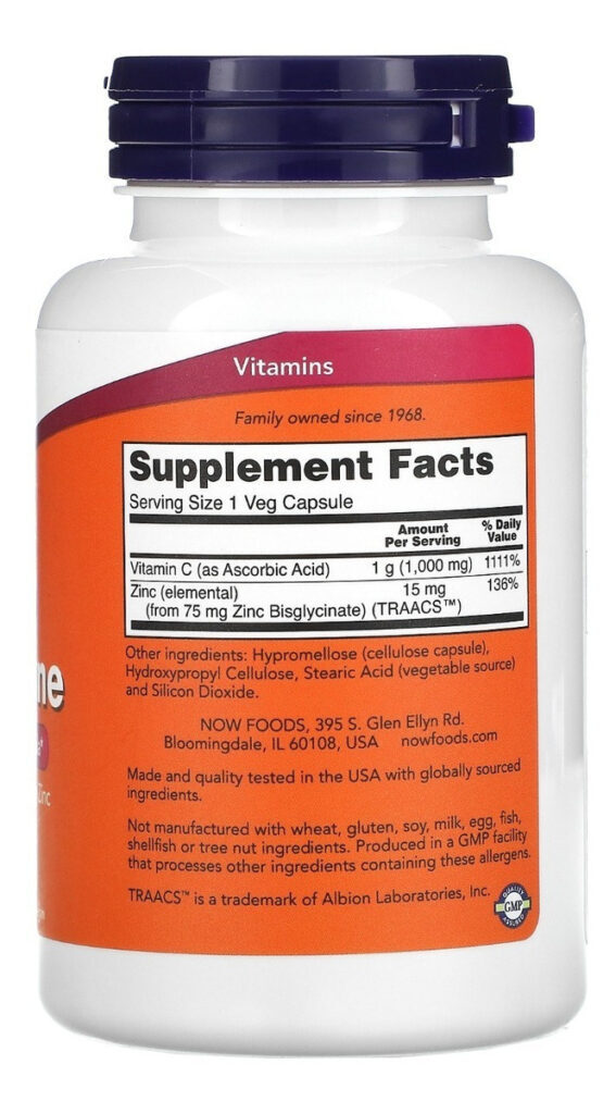 Now Foods C 1000 Y Zinc Immune 90 Cápsulas - Imagem 2
