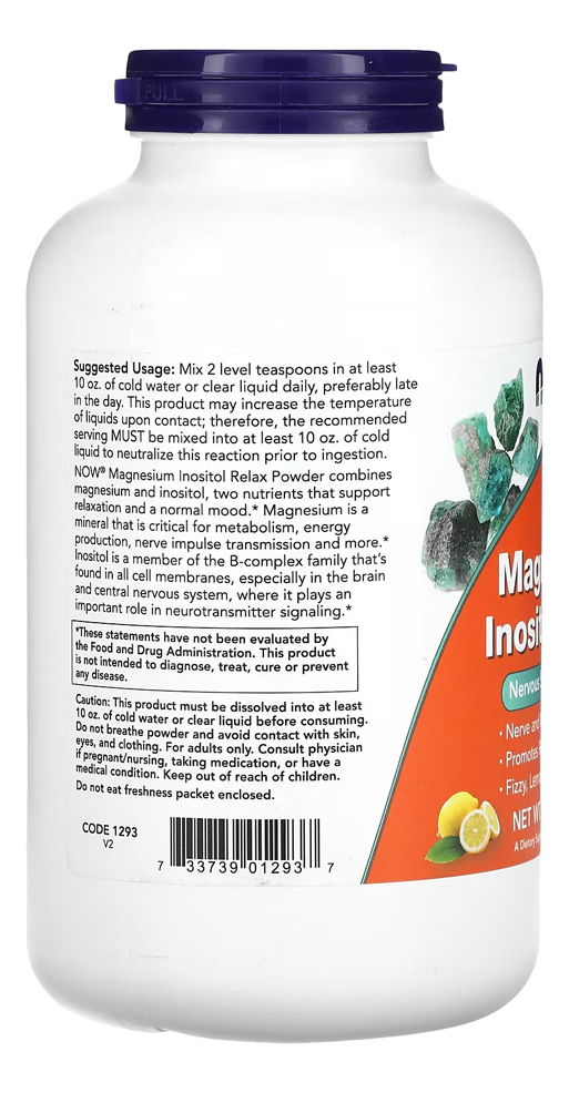 Magnésio Inositol Relax Pó 454g Limonada Importado - Imagem 3