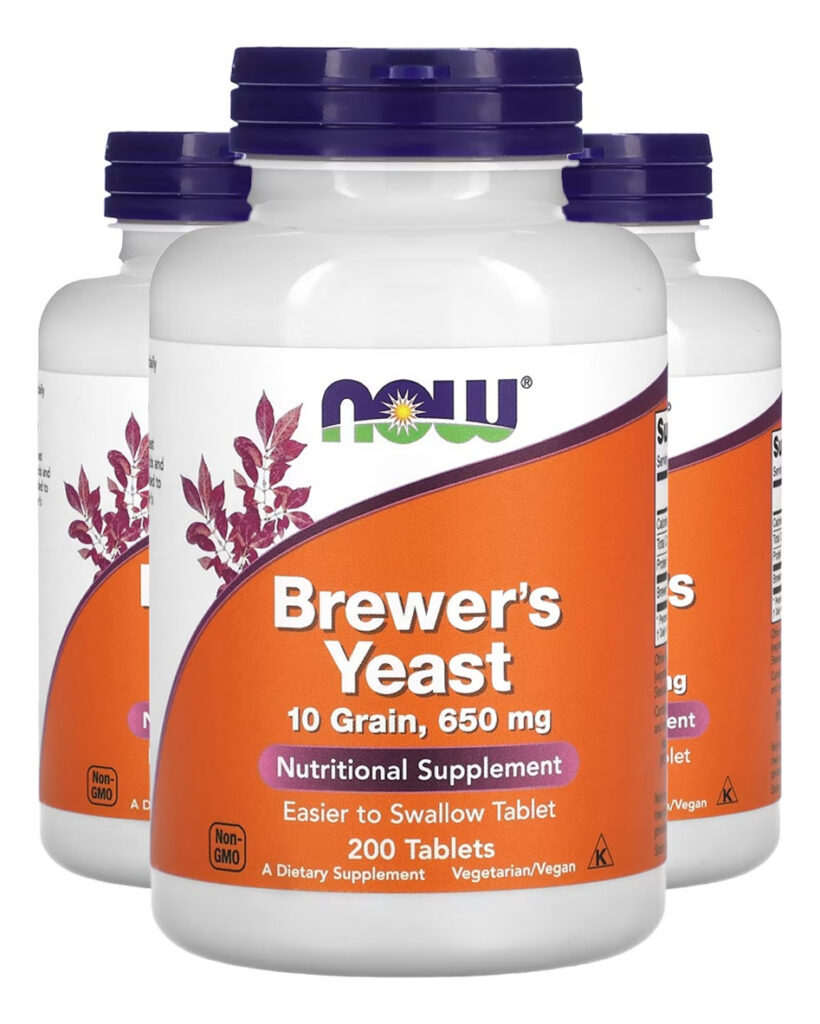 Levedura De Cerveja 650mg 200 Tabs Importado 3un Now Foods