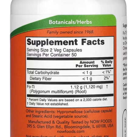 Fo-ti 560mg (he Shou Wu) Now Foods 100veg Caps Importado - Imagem 2