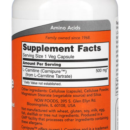 L Carnitina Now Foods 500mg 60veg Capsulas 5un - Imagem 4