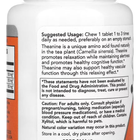 L-teanina 100mg Now Foods 90 Chebls Matigáveis Importado 4un - Imagem 4