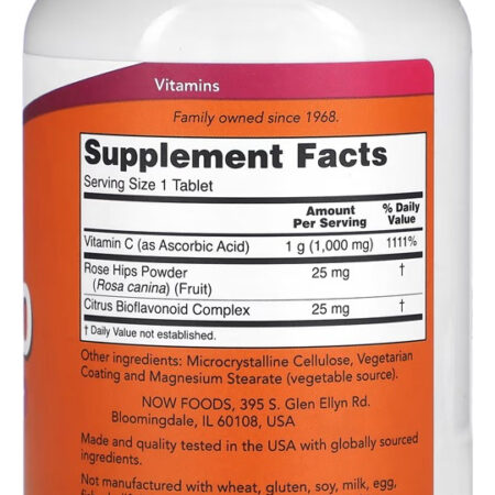 Vitamina C-1000mg 250 Tablets Importado 3un Now Foods - Imagem 4