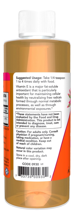 Vitamina E Oil Now Foods Mixed Tocoferol 118ml +porta Cáps - Imagem 3