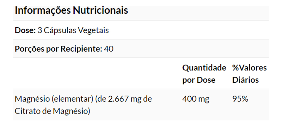 Citrato De Magnésio 120 Veg Caps Importado - Imagem 2