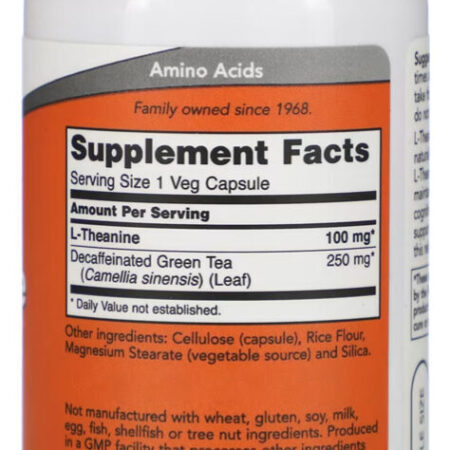 L-theanine Teanina 100mg Now Foods 90 Veg Cáps Importado 5un - Imagem 3