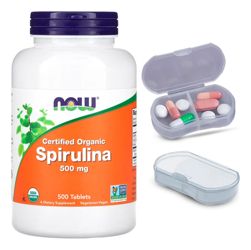 Spirulina Orgânica 500mg Now Foods 500 Tab + Porta Cápsulas