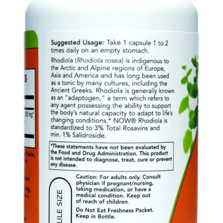 Rhodiola 500mg Now Foods Rhodiola Extract 60 Veg Caps 3un - Imagem 5