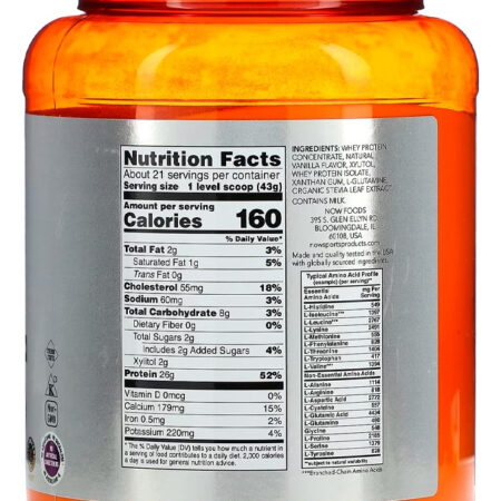 Whey Protein Pó 907g Baunilha Importado 3un Now Foods - Imagem 4
