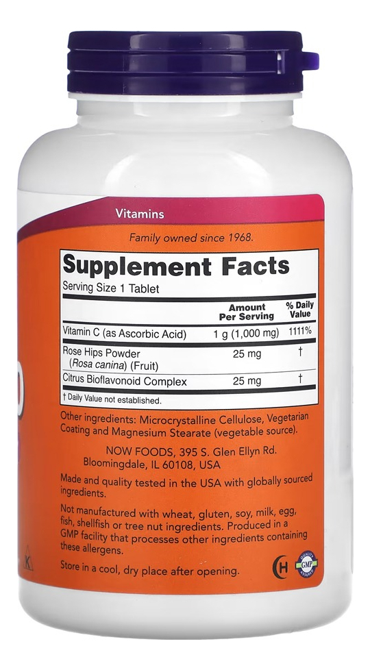 Vitamina C-1000mg 250 Tablets Importado 4un Now Foods - Imagem 4