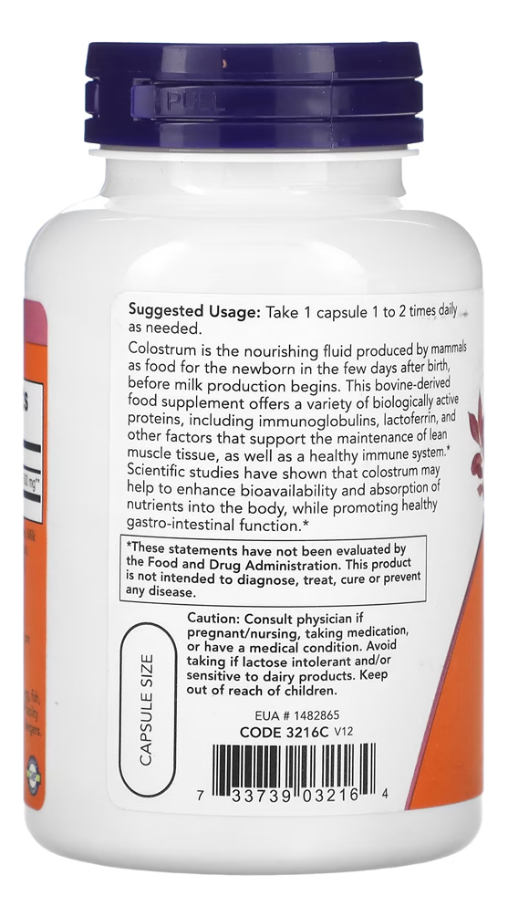 Colostro 500mg Now Foods Colostrum 120 Cáps + Porta Cápsulas - Imagem 3