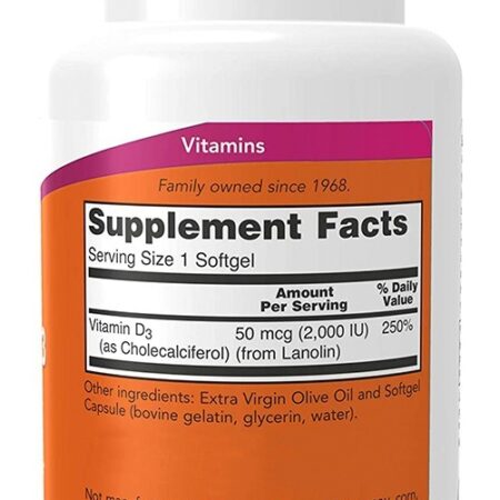 Vitamina D3 2000 Iu Alta Potência Now Foods 120soft Eua/usa - Imagem 2