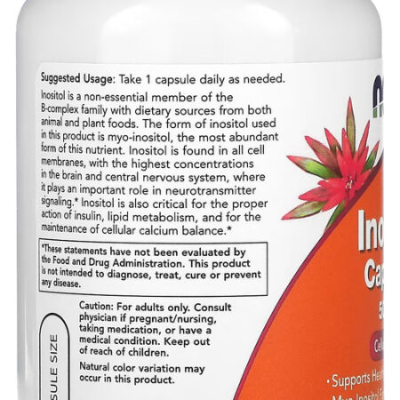 Inositol 500mg Now Foods 100 Veg Cápsulas Importado Eua/usa - Imagem 2