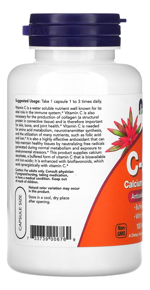 Vitamina C Now Foods 100 Capsulas + Porta Cápsulas - Imagem 3