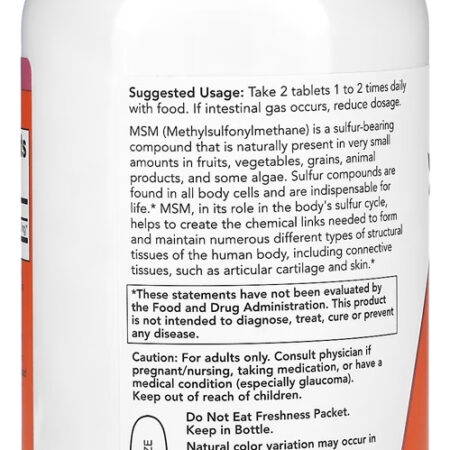 Msm 1500mg 200 Tablets Importado 4un Now Foods - Imagem 4