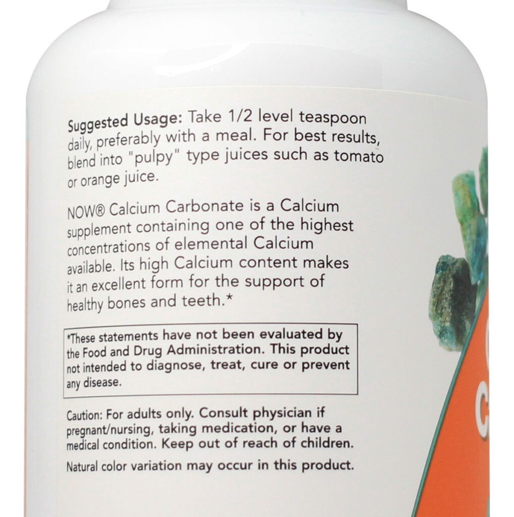 Carbonato De Cálcio Em Pó 340g Now Foods Calcium Carbonate - Imagem 4