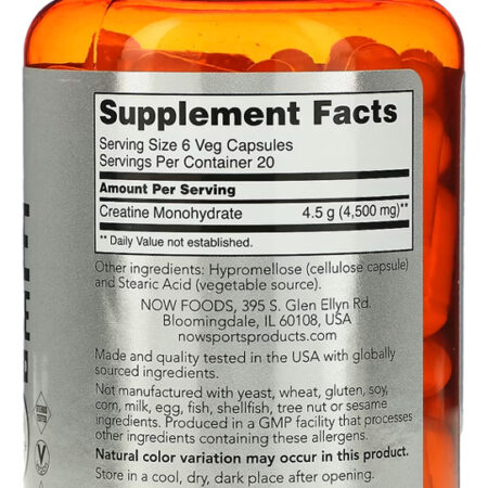 Creatina Monohidratada 750mg 120cáps Importado 5un Now Foods - Imagem 4