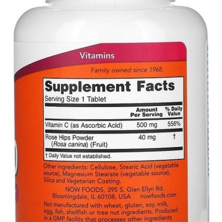 C-500 Now Sem Sabor Vitamina C 500mg 250 Comprimidos - Imagem 2