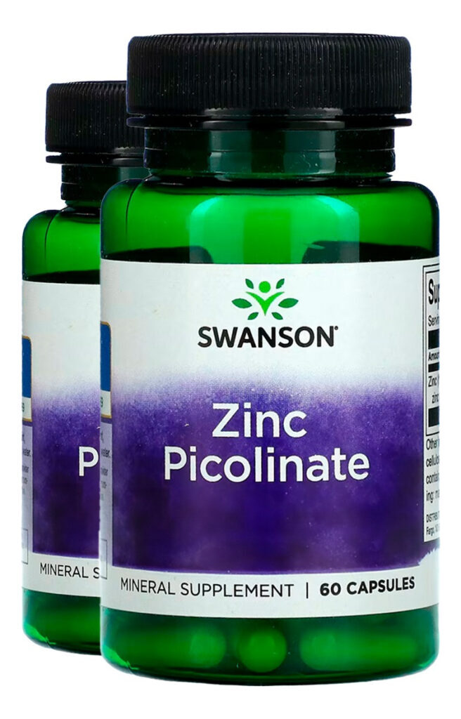 Picolinato De Zinco 22mg Swanson 60 Caps Importado 2un