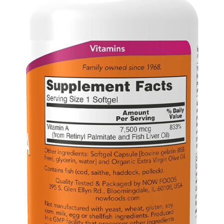 Vitamina A 25.000ui Now Foods Vitamin A 250softgles 5un - Imagem 4