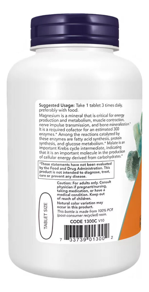 Magnésio Malato Now Foods 1000mg 180 Tabs - Imagem 3