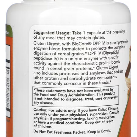 Gluten Digest Enzimas Digestivas Now Foods 60 Veg Caps 4un - Imagem 4