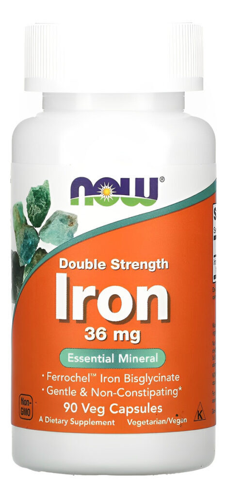 Bisglicinato De Ferro 36mg Now Foods Iron 90 Veg Caps - Imagem 2