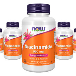 Niacinamida Vit B-3 500mg Now Foods 100 Veg Caps 5un Sabor Sem Sabor