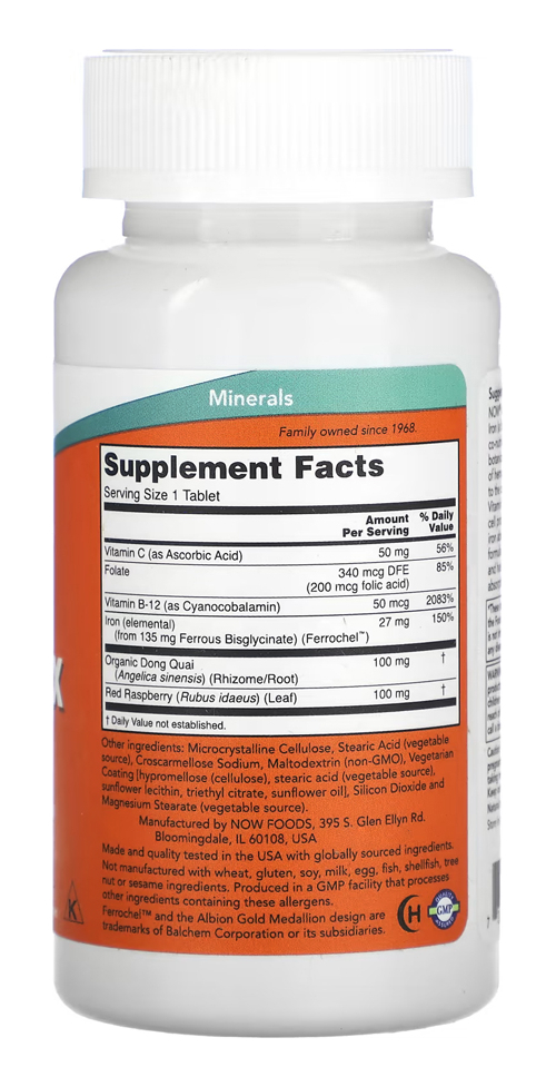 Complexo De Ferro Now Foods Iron Complex 100 Tablets - Imagem 2