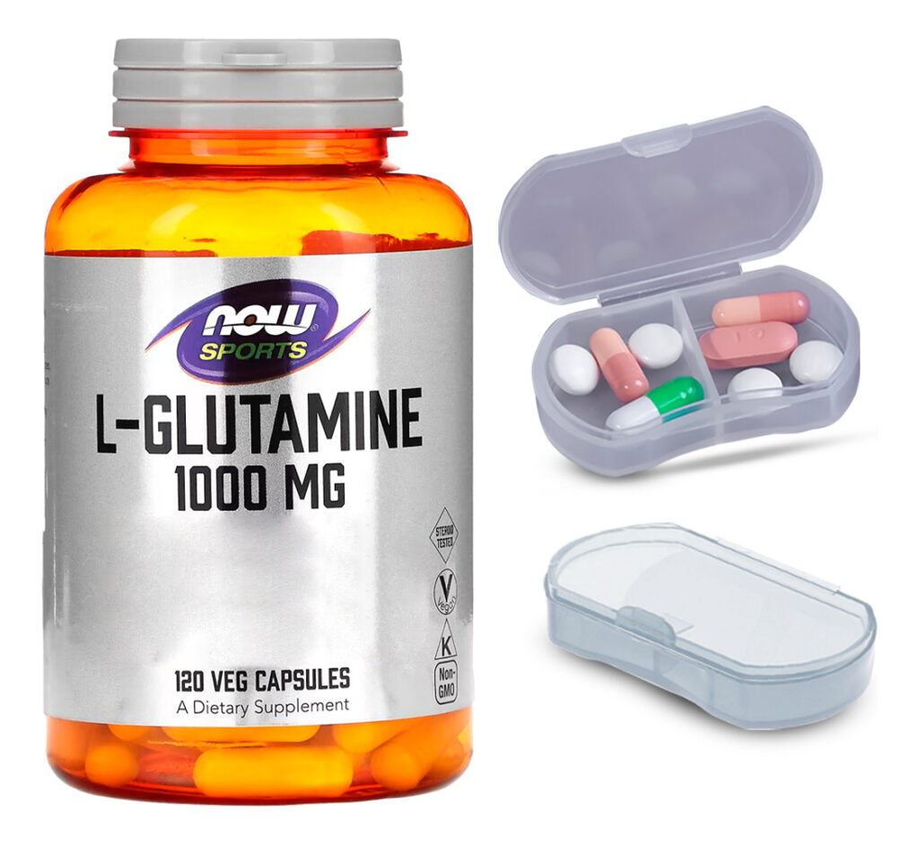 L-glutamina 1000mg Now Foods Sports 120caps + Porta Cápsulas