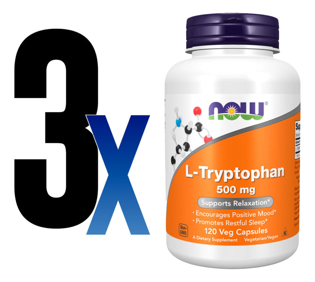 L-triptofano 500mg Now Foods L-tryptophan 120 Veg Caps 3un - Imagem 2