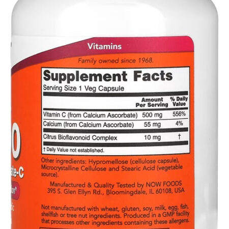 Vitamina C-500 Cálcio Ascorbato-c Nowfoods 100vegcap Eua/usa Sabor Sem Sabor - Imagem 2