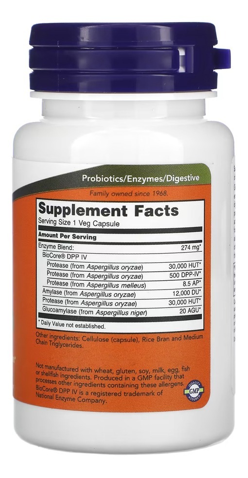 Gluten Digest Enzimas Digestivas Now Foods 60 Veg Caps - Imagem 3