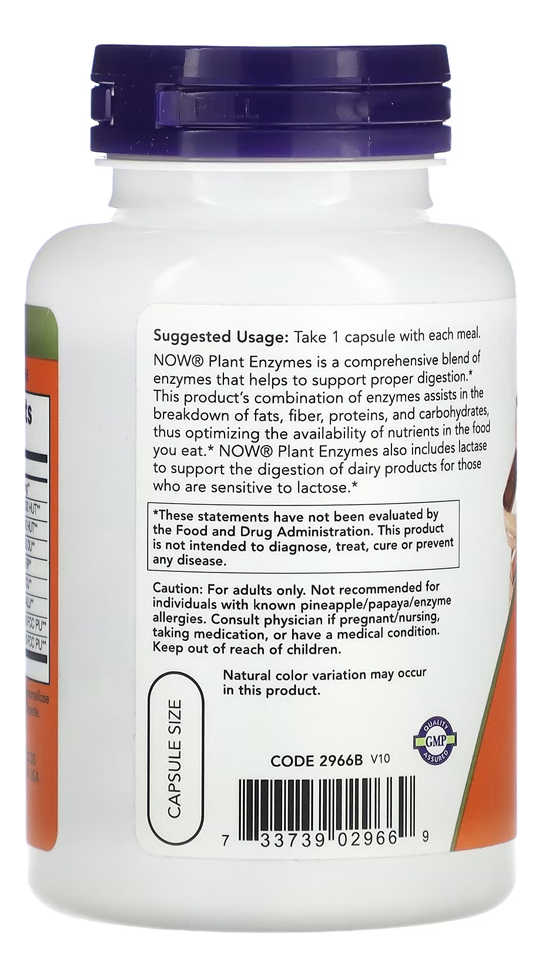 Enzimas Digestivas Nowfoods Plant Enzymes 120vegcaps Eua/usa Sabor Sem Sabor - Imagem 2