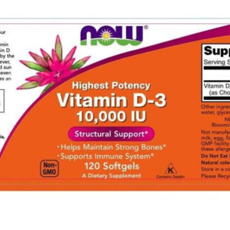 Vitamina D3 De Alta Potência 10.000 Ui 120 Softgels Sem Sabor Da Now Foods - Imagem 2