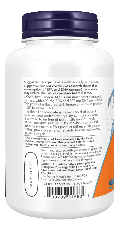 Ultra Omega 3-d Now Foods 90 Softgels + Porta Cápsulas - Imagem 3
