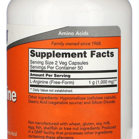 L-arginina 500mg Now Foods 100 Caps + Porta Cápsulas - Imagem 2