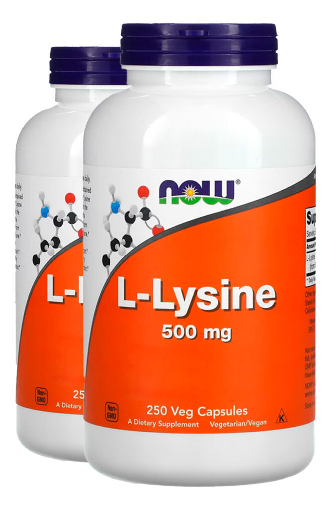 L-lisina 500mg L-lysine 250 Veg Caps Importado 2un Now Foods
