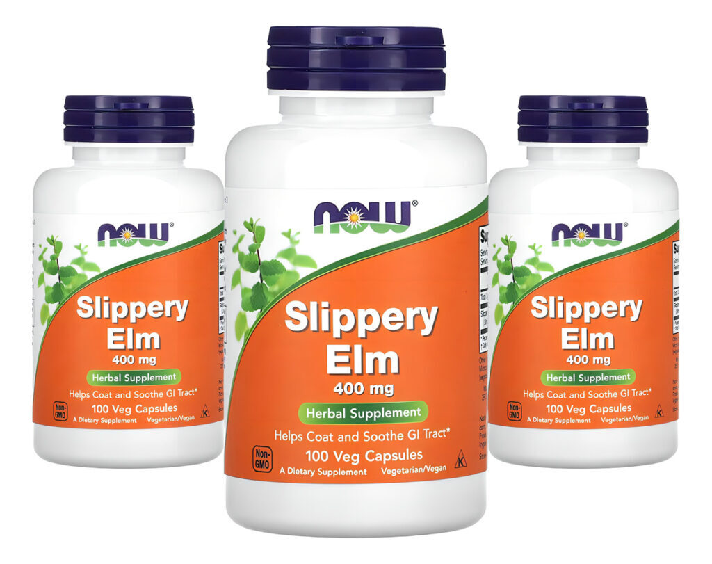 Ulmus Rubra 400mg Now Foods Slippery Elm 100 Veg Caps 3un Sabor Sem Sabor