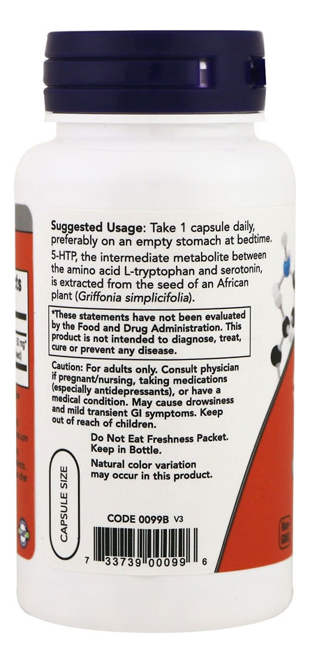 5-htp 50mg Now Foods 90 Caps + Porta Cápsulas - Imagem 3
