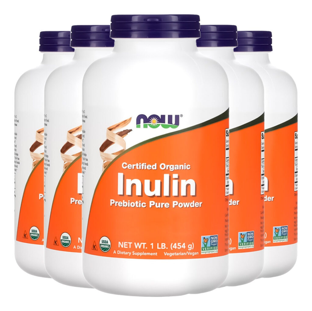 Inulina Orgânica Pó 454g Puro Importado 5un Now Foods