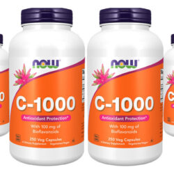 Vitamina C-1000mg Now Foods 100mg Bioflavonóides 250caps 4un Sabor Sem Sabor