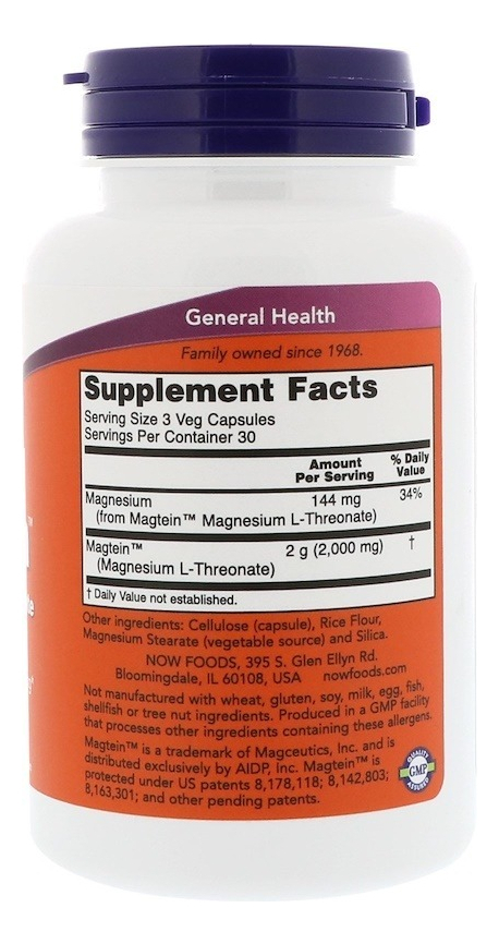 Magtein Magnesium Lthreonate Magnésio L-treonato 90caps Now - Imagem 4