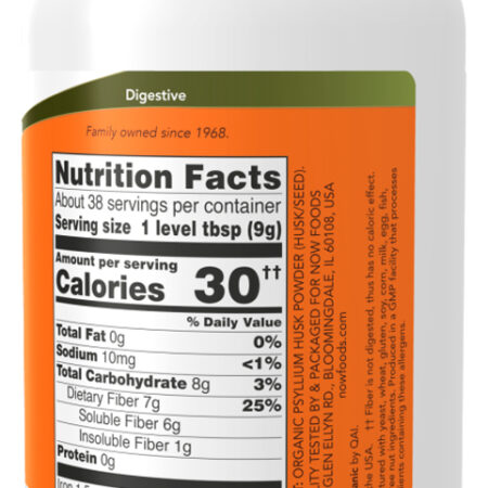 Pó Casca Psyllium Now Foods 340g Orgânico + Porta Cápsulas - Imagem 2