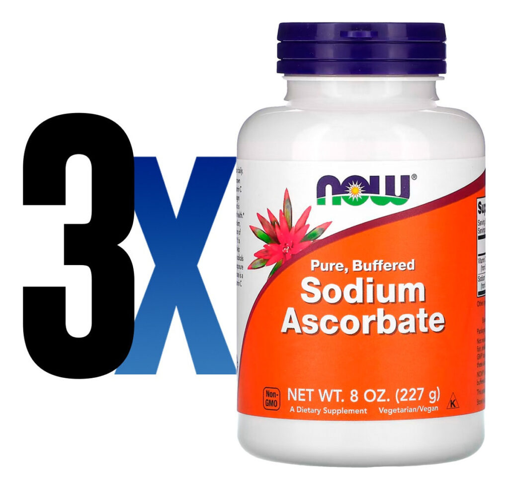 Ascorbato De Sódio 277g Puro Importado 3un Now Foods - Imagem 2