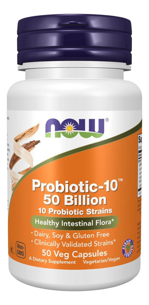 50 Cápsulas De Probióticos Now Foods - 10 50 Bilhões De Flora Intestinal, Sabor Sem Sabor