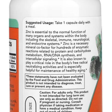 Zinco Picolinato 50mg Now Foods Zinc Picolinate 120 Veg Caps - Imagem 3