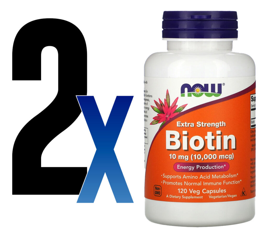Biotina 10mg Extra Força Now Foods 120veg Caps 2un - Imagem 2